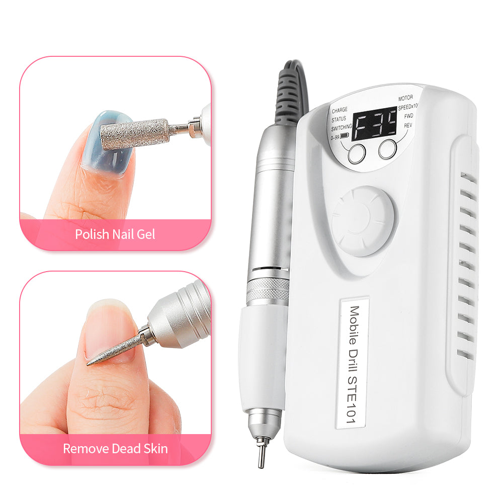 Wireless Nail Drill Manicure Grinder Machine 35000RPM Nail File Polishing Grinding Machine 65W Nail Milling Cutter Nail Art Tool