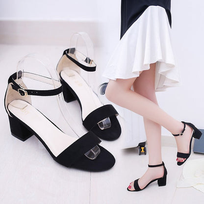 Ladies Shoes Women Shoes Heels Sandals Middle -Heeled Shoes Mid Heel Classic Buckle Famale Shoes On Sale