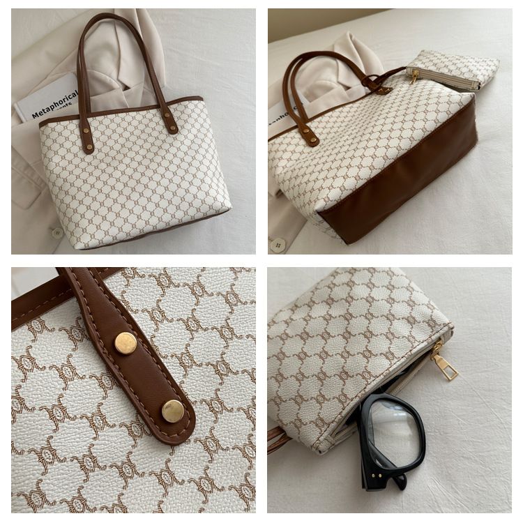 2PCS Europe And America New Female Bag Single Shoulder Bag Handbag Big Bag Large Capacity, Stylish Shoulder Handbag