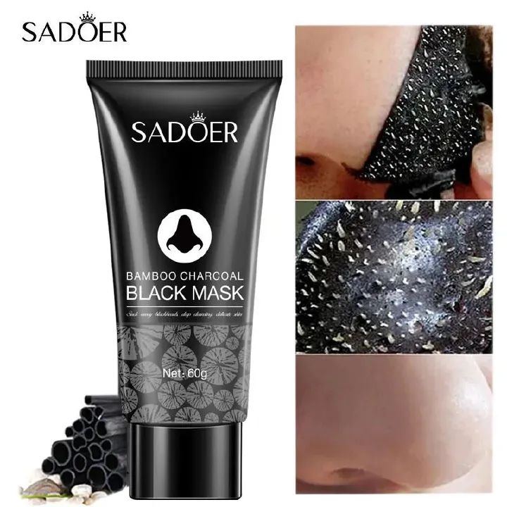 SADOER Peel Off Mask Black Mask Deep Cleansing Bamboo Charcoal Blackhead Remover Shrink Pores Mask, Blackhead removing, pore shrinking, Vitamin C , nasal mask for deep cleaning, tear off, facial mask