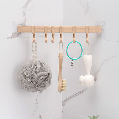 UPHUI 6 Hook Assembly Adhesive Hook Row Hook Towel Rack Kitchen Storage Rack Bathroom Wall Hanging Hook Multifunctional Key Hook