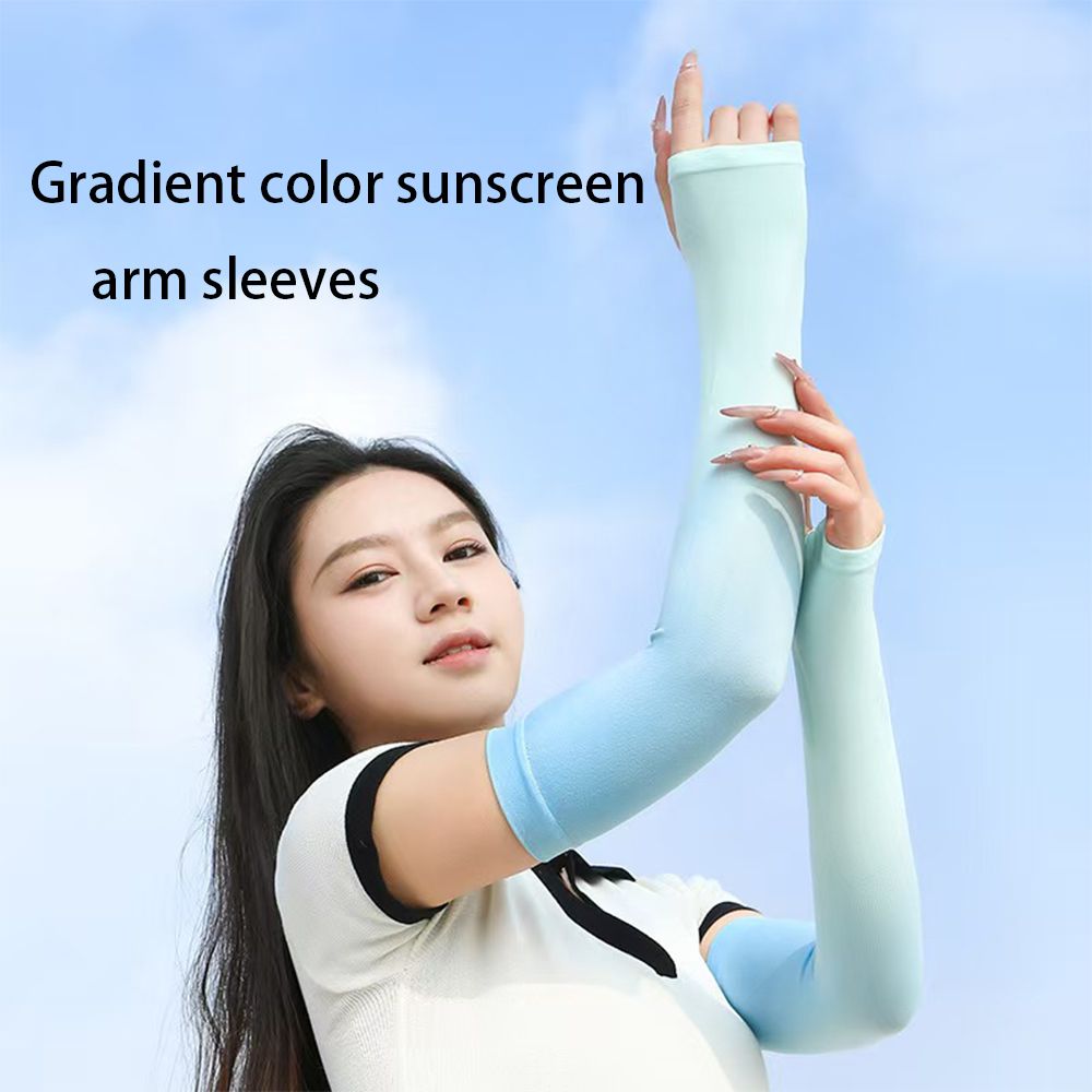 2 pairs Gradient Ice sleeves for summer sun protection, ice silk for UV protection, men's and women's fashion, outdoor driving and cycling sports Two pairs in one combination
