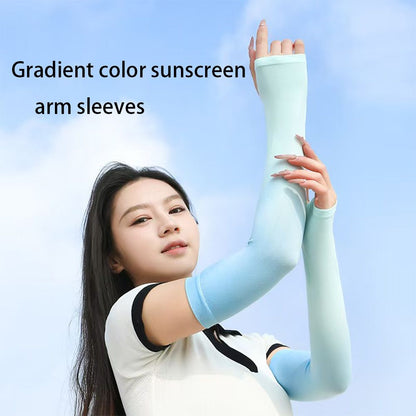2 pairs Gradient Ice sleeves for summer sun protection, ice silk for UV protection, men's and women's fashion, outdoor driving and cycling sports Two pairs in one combination