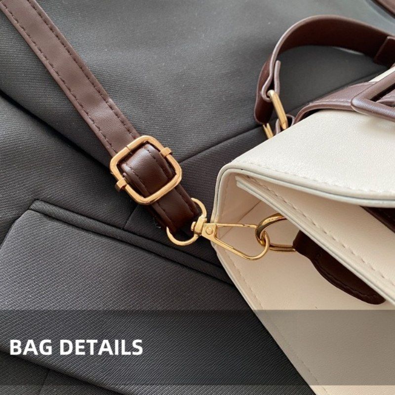 Mateamoda Chic Dual Buckle Medium Satchel Bag with Adjustable Strap Crossbody Bag