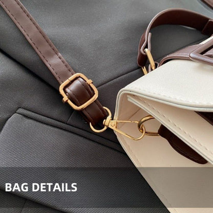 Mateamoda Chic Dual Buckle Medium Satchel Bag with Adjustable Strap Crossbody Bag