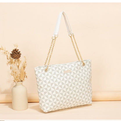 Geometric print Women's new fashion generous sequin embellished chain shoulder bag