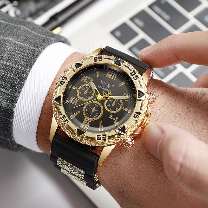 Fashion New Men's Silicone Tape Watch Blue Light Glass Men's Watch Hot Selling Quartz Watch Sports Large Dial Temperament Watch