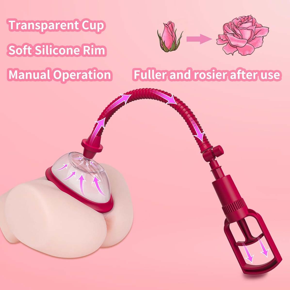 2 Sizes Pack Pussy Vagina Pump Manual Vacuum Sex Toy Nipples Clit Sucker Increase Labia Sensation Enhance Clitoral Sexual Pleasure Powerful Suction Pumping Enlarger Adult Tool for Women