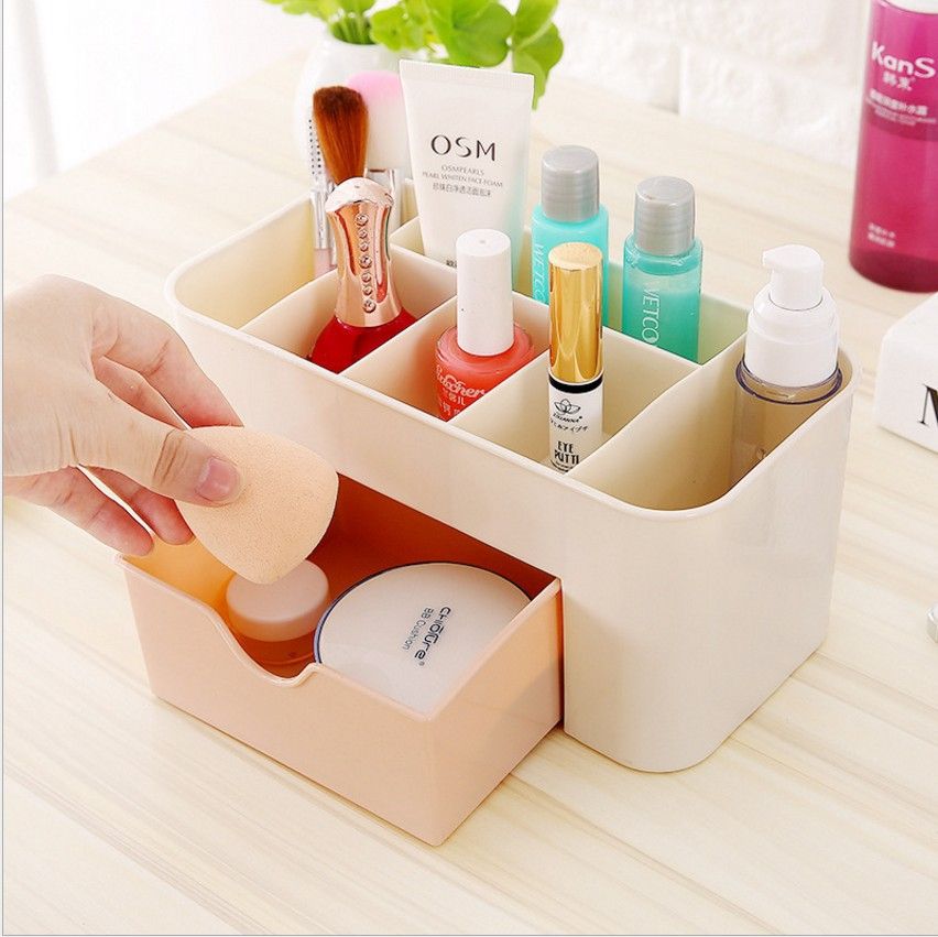 Jewelry and cosmetics storage box, drawer style plastic office desk, dressing table, skincare brush, lipstick, sorting and storage rack