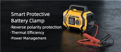 8000mAh Smart Car Jump Starter & High-Pressure Tire Inflator, 3-in-1 Jump Start + Inflation + Power Bank, Wireless Inflation Supported