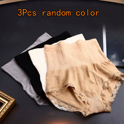 3 Pcs Women's underwear high-waist postpartum tummy tuck pants ladies hip Lift body sculpting pants Girls' lace panties Comfortable body briefs students Lingerie