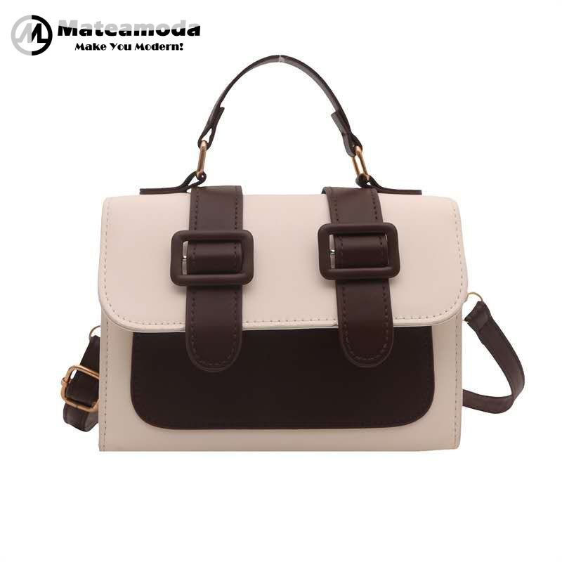 Mateamoda Chic Dual Buckle Medium Satchel Bag with Adjustable Strap Crossbody Bag