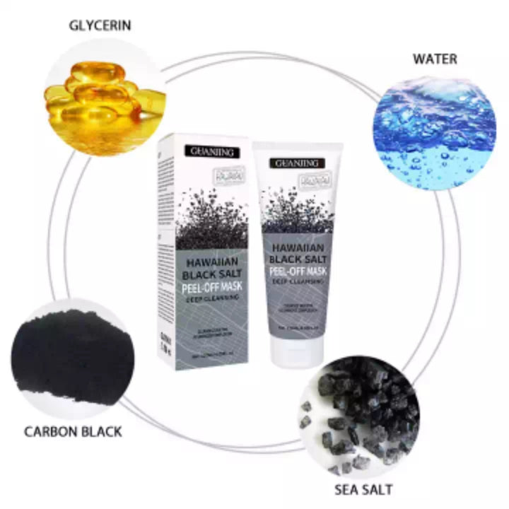 Hawaiian Black Salt Peel-Off Mask Face Deep Cleansing Exfoliating Peel off Facial Care