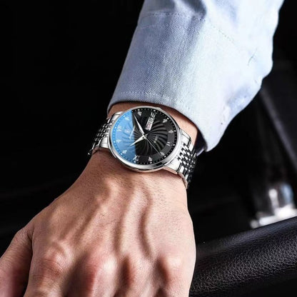 POEDAGAR Men Watches Top Brand Business Men's Wrist Watch Luxury Fashion Steel Band Dual Calendar Watche Waterproof Luminous Quartz Male Watchs