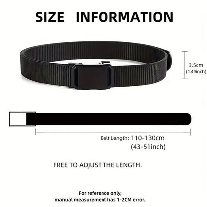 New Arrivals Men's Belt Automatic Metal Buckle Nylon Webbing Outdoor Work Tactical Belt Toothless Automatic Buckle Casual Sports Canvas Belts Military Training Pants Belt For Men High Quality Nylon S