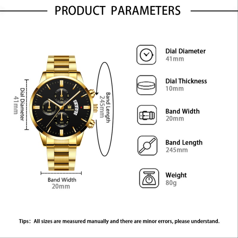 Three Eye Men's Steel Band Watches Business Leisure Calendar Quartz Male Watchs Watche For Fashion Men