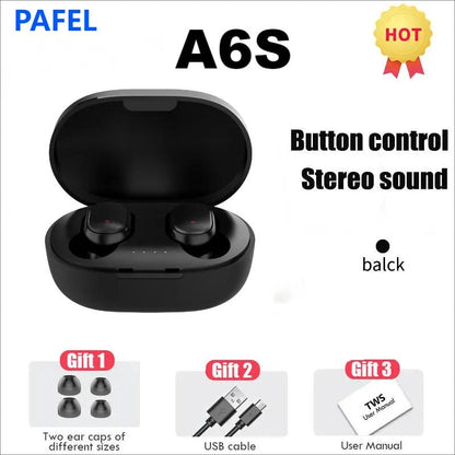 PAFEL A6S earphone TWS Wireless Bluetooth earpods Suitable for Mobile Phones Sports Music Portable Mini Wireless Headset In-Ear Noise Canceling Wireless Earbuds