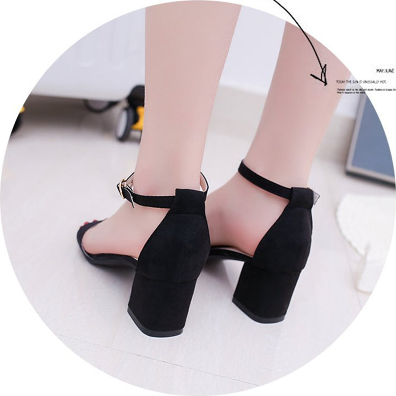 Ladies Shoes Women Shoes Heels Sandals Middle -Heeled Shoes Mid Heel Classic Buckle Famale Shoes On Sale