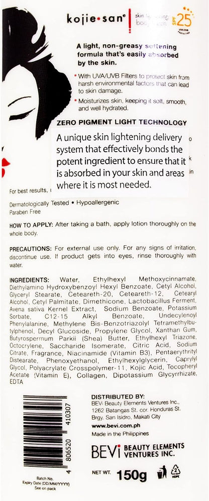 Kojie San Kojic Acid Lotion - Nourishing & Skin Brightening Body Lotion with Rosehip, Shea Butter & Vitamin E Body Lotion for Flawless Even Skin Tone - 500ml
