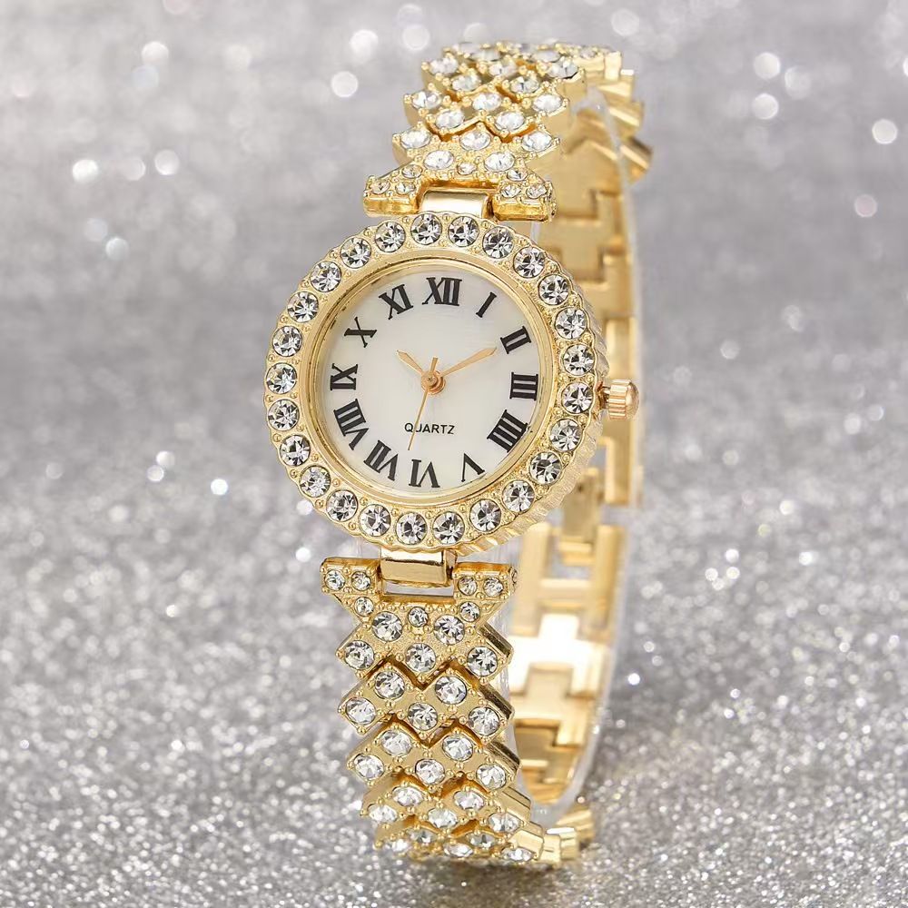 5-piece set fashion Roman diamond inlaid women's watch women's watch quartz watch bracelet