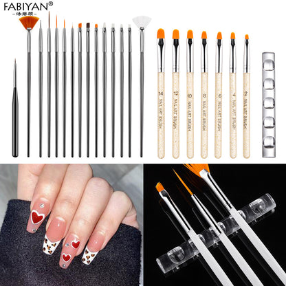 22/42Pcs Nail Art Dotting Brush Manicure Set Polishing Sanding File Dead Skin Nail Polish Remover Tools Decorations Kit