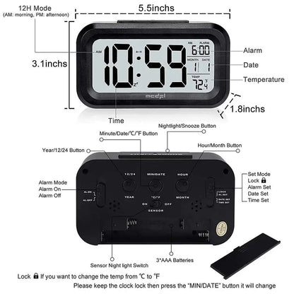 Digital Smart Alarm Clock Table Electronic Watches Desk Decoration and Accessory Calendars for Home Child Bedside Comfort