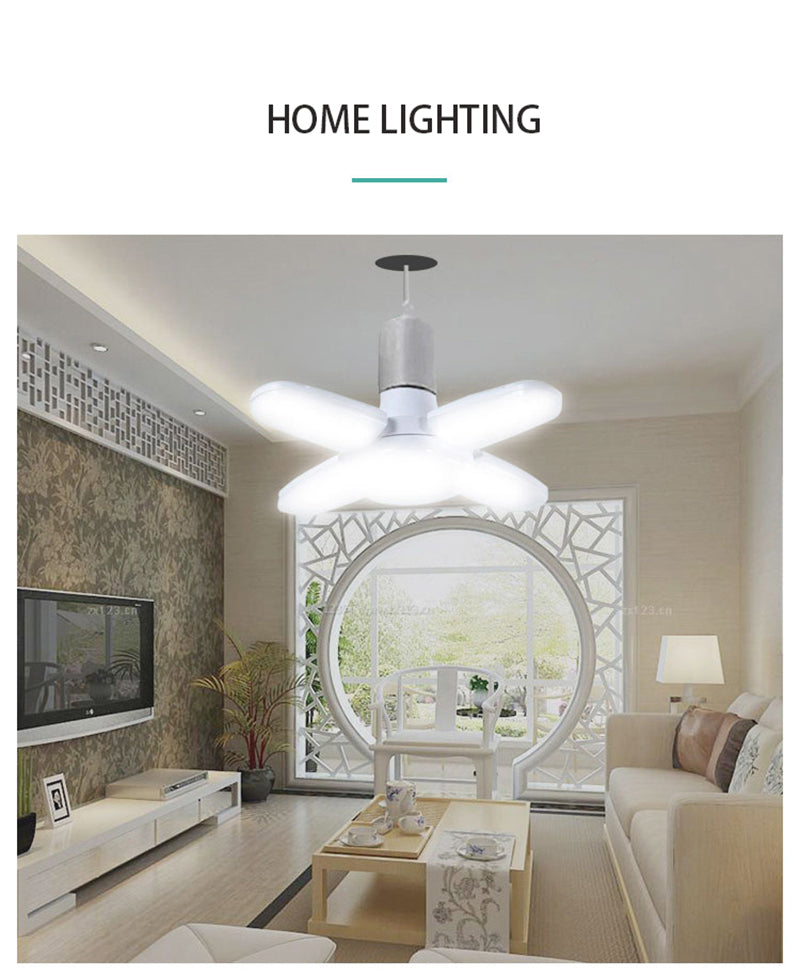 Latest Version E27 LED Bulb Fan Blade Timing Lamp 28W Foldable Led Light Bulb For Home Ceiling Light Energy Saving Small Garage Nightlight