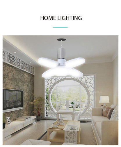 Latest Version E27 LED Bulb Fan Blade Timing Lamp 28W Foldable Led Light Bulb For Home Ceiling Light Energy Saving Small Garage Nightlight