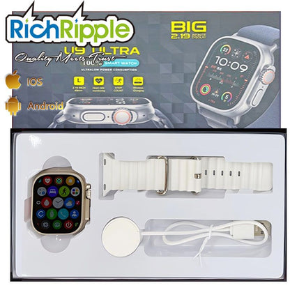 RichRipple U9 Ultra Smart Watch Strap 49mm 2.01 Inch Full Touch Screen Sports Fitness Watch IP68 Waterproof Bluetooth Smart Watch