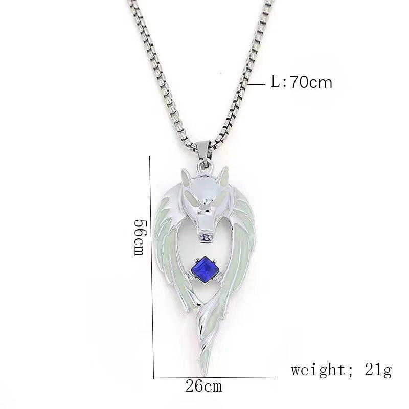 Glow Wolf Necklace Totem North Pole Wolf King Glow Necklace Pendant Handsome Retro Hip Hop Street Fashion