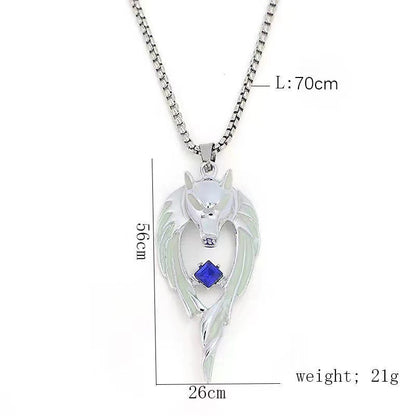 Glow Wolf Necklace Totem North Pole Wolf King Glow Necklace Pendant Handsome Retro Hip Hop Street Fashion