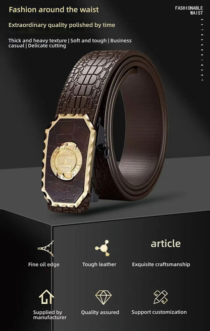 New Men Belts High Quality Leopard Belt Success Men Belt Business Automatic Buckle Fashion Trend Casual All-match Belt Men Accessories