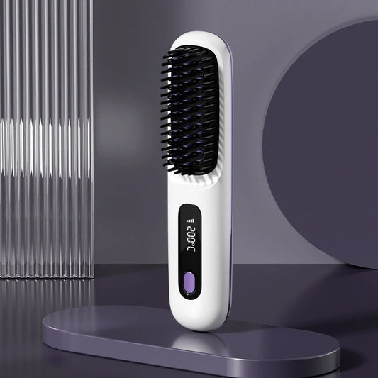 Hot Comb New wireless straight hair comb, rechargeable ceramic electronic comb MINI straightener, portable and non damaging hair comb