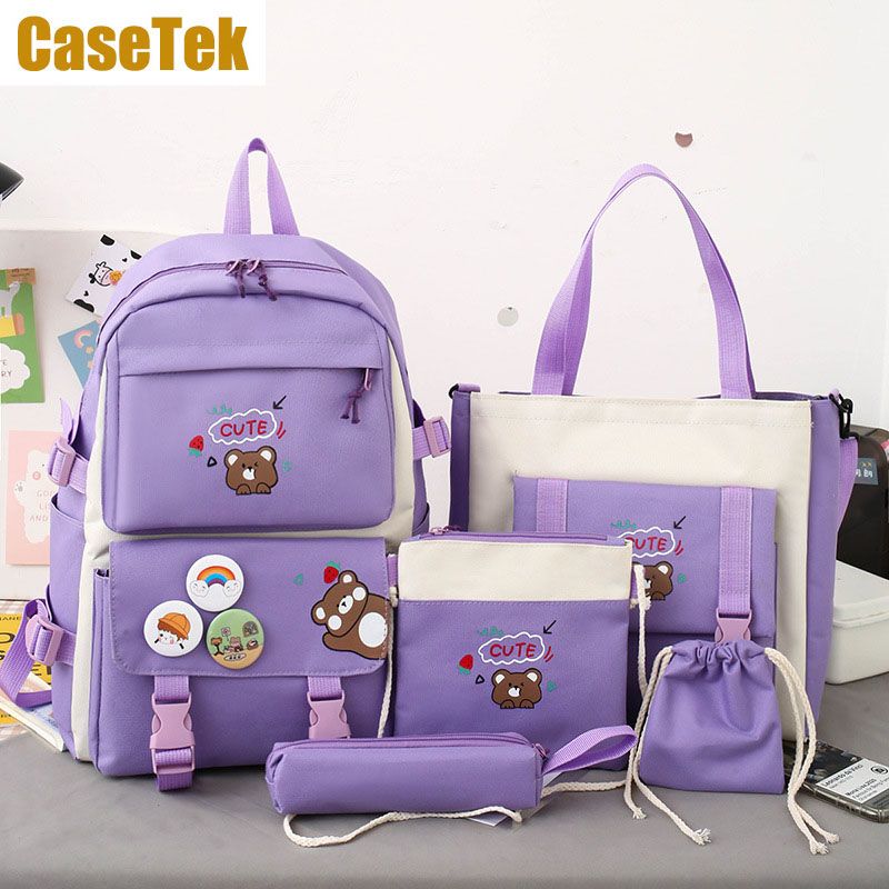 New Arrival 5pcs/SET Hot Backpacks Fast delivery Fashion bookbags women's boy girl school bags sets monkey ladies travel bags CaseTek brand shoulder bags