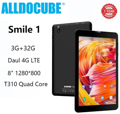 ALLDOCUBE Smile 1 Tablet PC 8 Inch HD IPS 3GB RAM + 32GB ROM Android 11 4000mAh Battery T30 Chip LTE GPS Tablets Black Black 3+32G