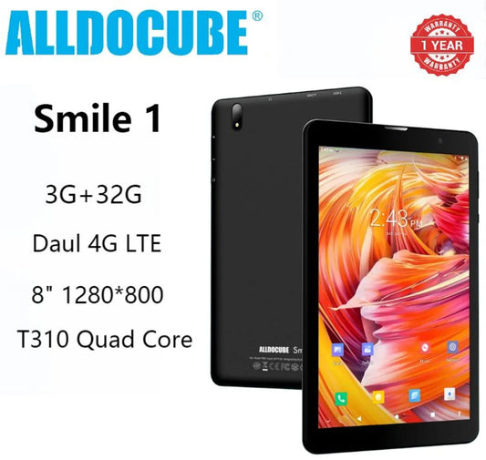 ALLDOCUBE Smile 1 Tablet PC 8 Inch HD IPS 3GB RAM + 32GB ROM Android 11 4000mAh Battery T30 Chip LTE GPS Tablets Black Black 3+32G