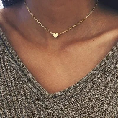Women Necklace Tiny Heart Choker Chain Love Lady Necklace Pendant Girl Lover Gift Jewellery