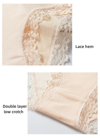 4 PCS Bbreathable Women's Underwear Soft Lightweight And Dry Women's Clothing Solid Color Women's Lace Lingerie New Milk Silk Panties