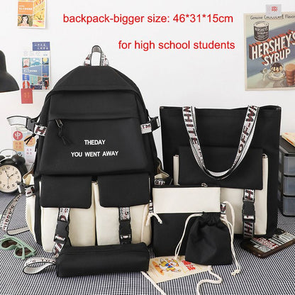 New Arrival 5pcs/SET Hot Backpacks Fast delivery Fashion bookbags women's boy girl school bags sets monkey ladies travel bags CaseTek brand shoulder bags
