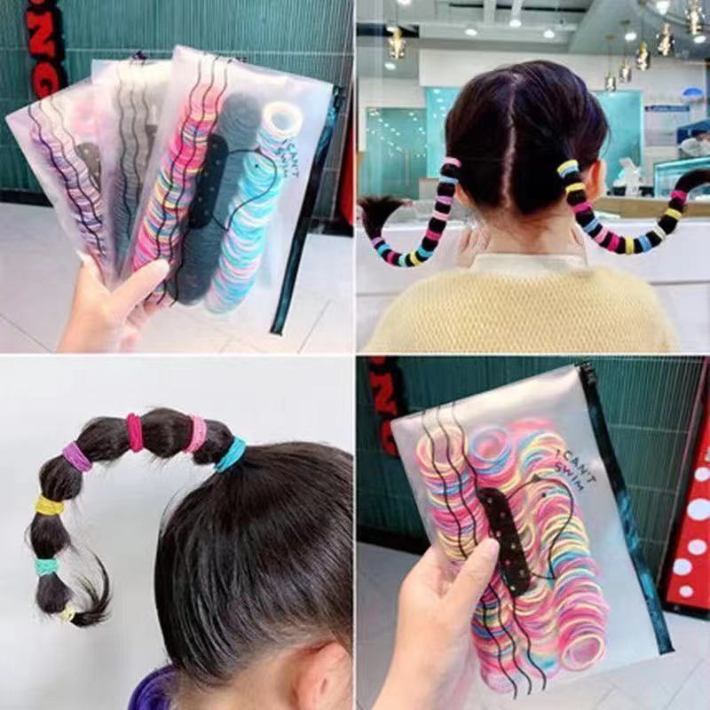 200/300pcs Cute Hair Ties For Kids & Girls - Colorful Elastic Polyester Hair Bands Ponytail Holder Children Rubber Band Hair Accessories