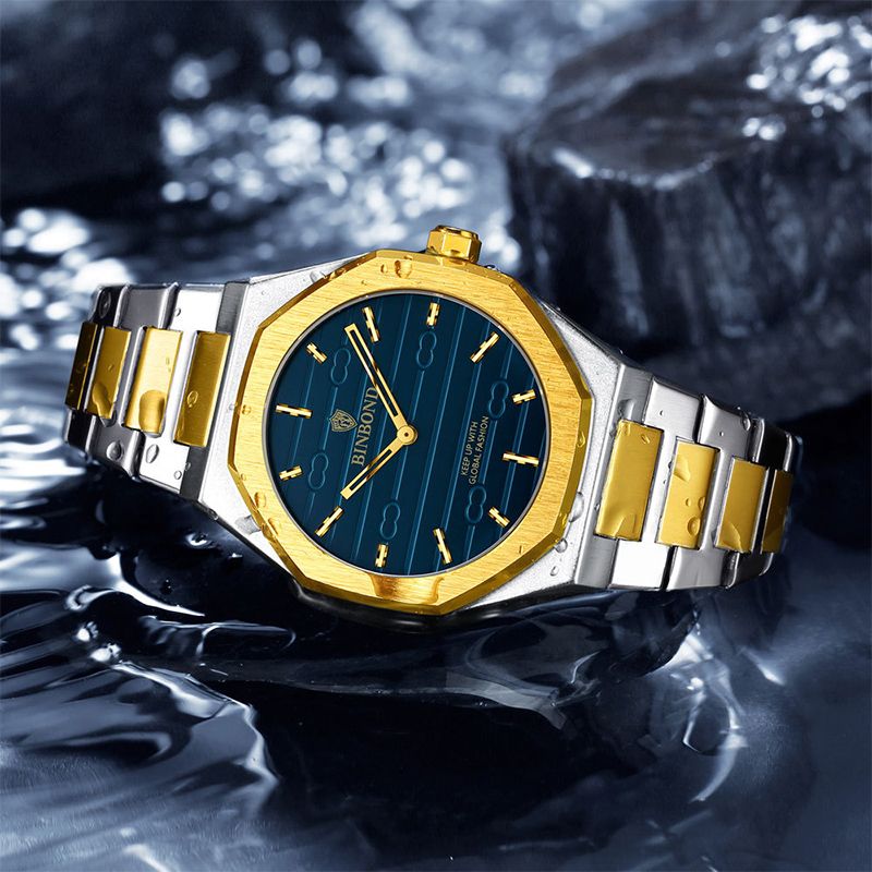 BINBONG Business Men's Watches Quartz Casual Retro Stainless Steel 30M Waterproof Luminous Luxury Men Watches