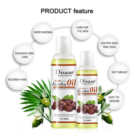 Jojoba Oil 100% Natural Body Face Multipurpose Whitening Brightening Moisturizing Softening Skin Care - Disaar