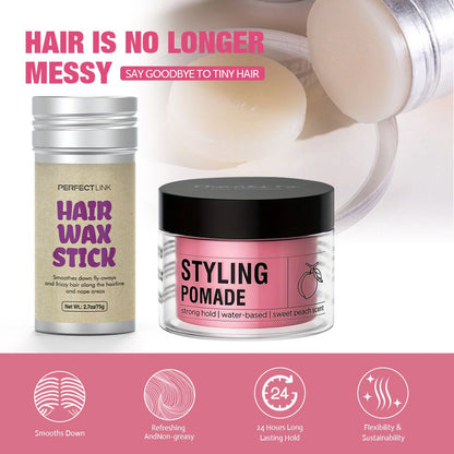 4Pcs/set 100g Peach Wax 75g Wax Stick Headband Brush Combination OEM Brand Hair Wax Stick Hair Wax Strip Hair Styling Hair Wax Long-lasting Hold Styling Combination