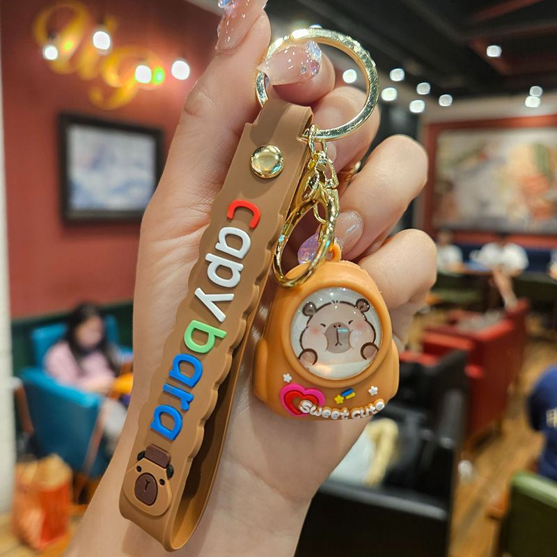 Cartoon Capybara Luminous Schoolbag Night Light Keychain Creative Cute Capybara Keychain Small Gift