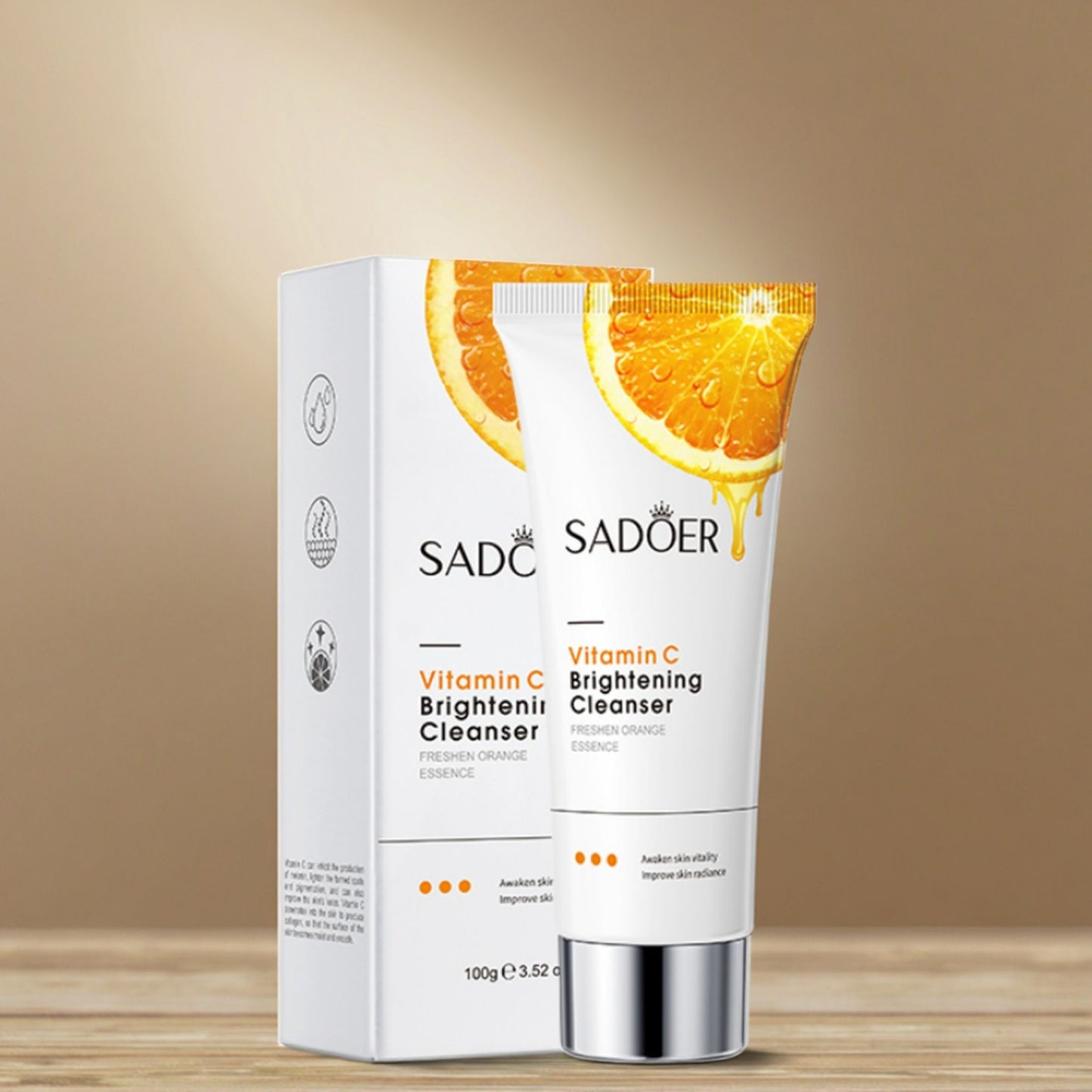 Sadoer Vitamin C Foaming Cleanser, Face Brightening Face Cleanser is Effective in Removing Make Up Residues, Deep Cleaning, Moisturizing, Skin Brightening and Fades Dark Spots