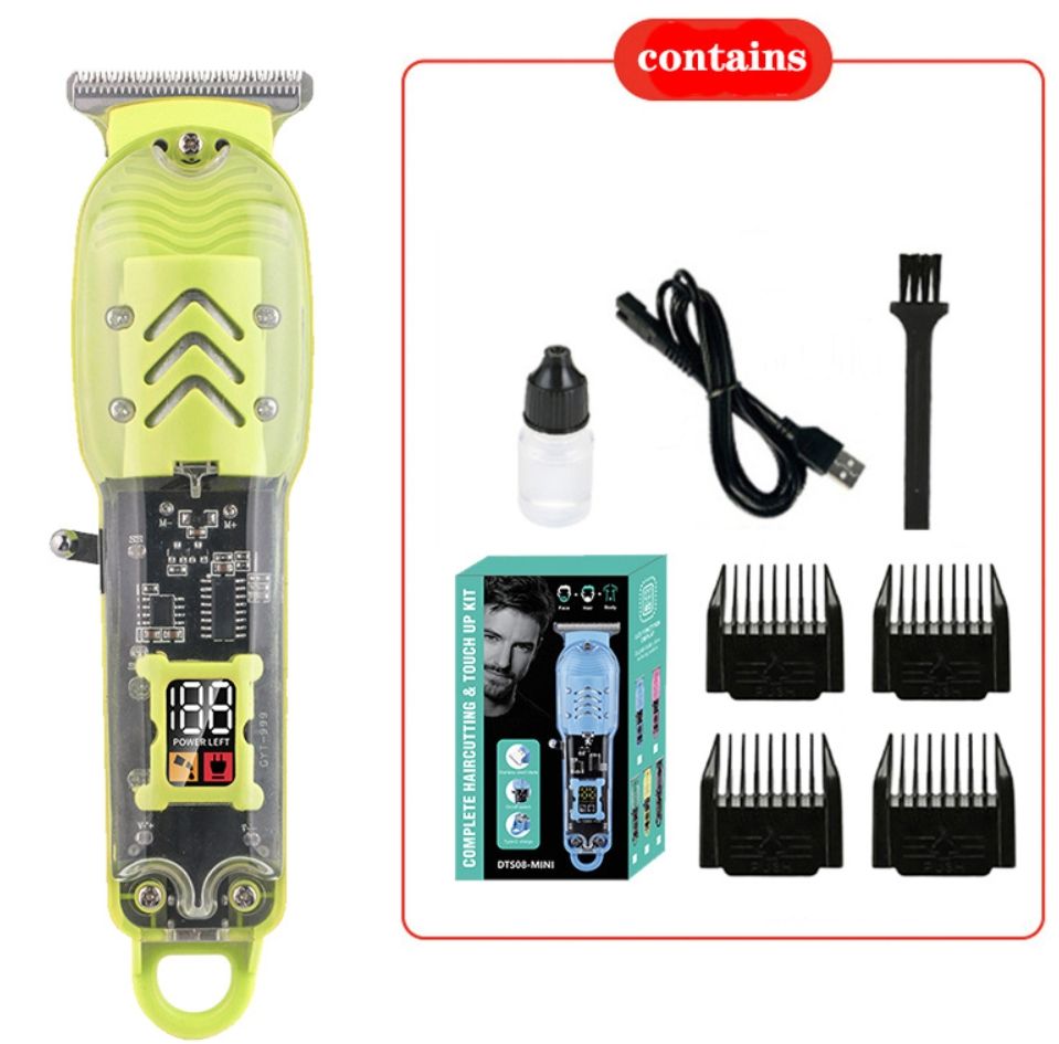 New Transparent Hair Clipper Power Display Electric Hair Clippers Men's Electric Shaver Trimmer