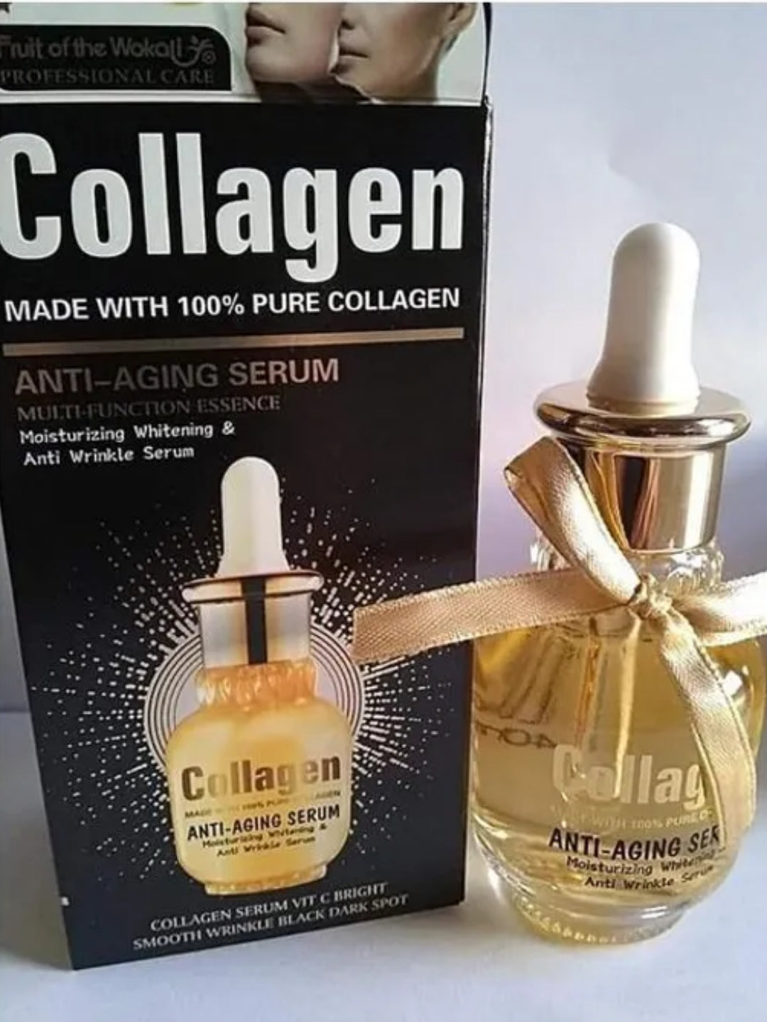 Original Fruit Of The Wokali 100% PURE COLLAGEN SKIN FIRMING ANTI-AGING FACE SERUM Gold