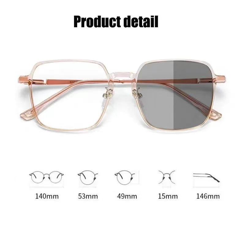 New Trendy Glasses Outdoor Color Changing Glasses Women Eyewear Frame Glasses Luxury Square Men Fashion Eyewear