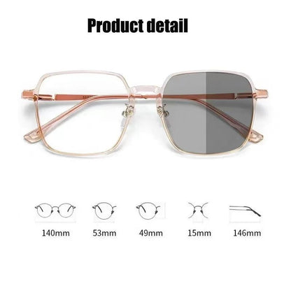 New Trendy Glasses Outdoor Color Changing Glasses Women Eyewear Frame Glasses Luxury Square Men Fashion Eyewear