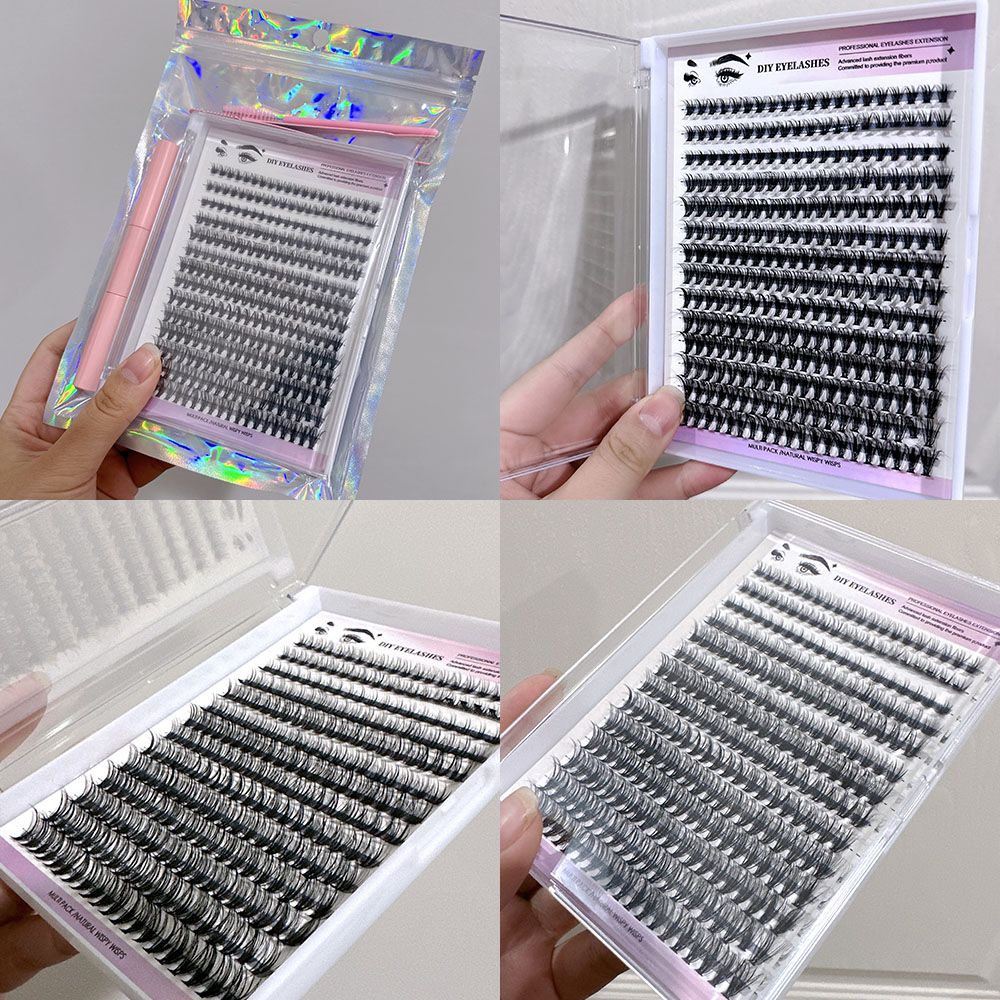 DIY sectional Fake eyelashes 14 rows with large capacity glue tweezers set eyelashes combination